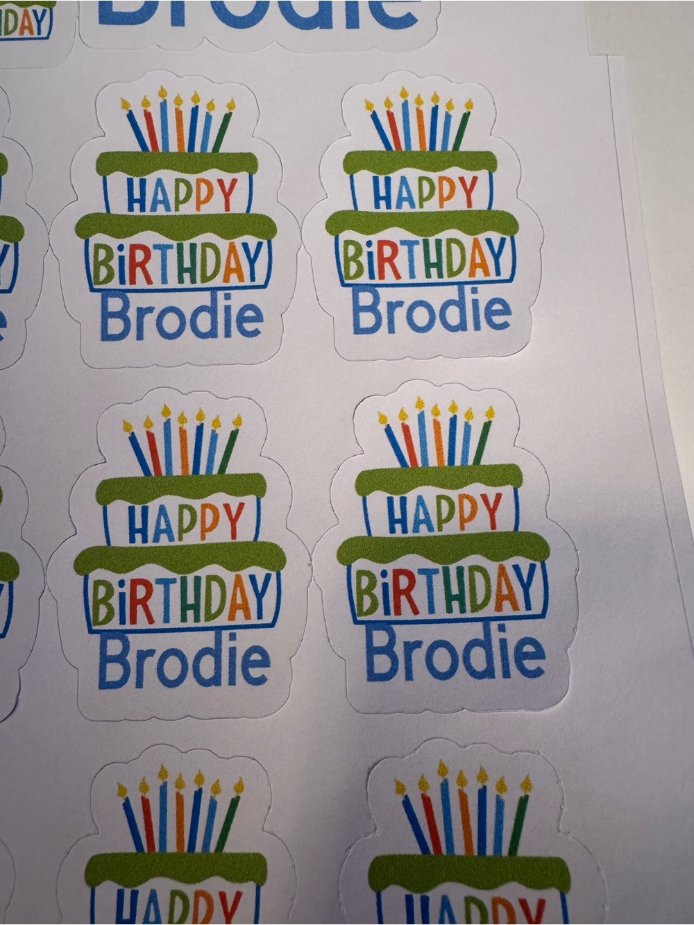 Personalized Happy Birthday Cake Sticker - 3 sheets - Multicolor